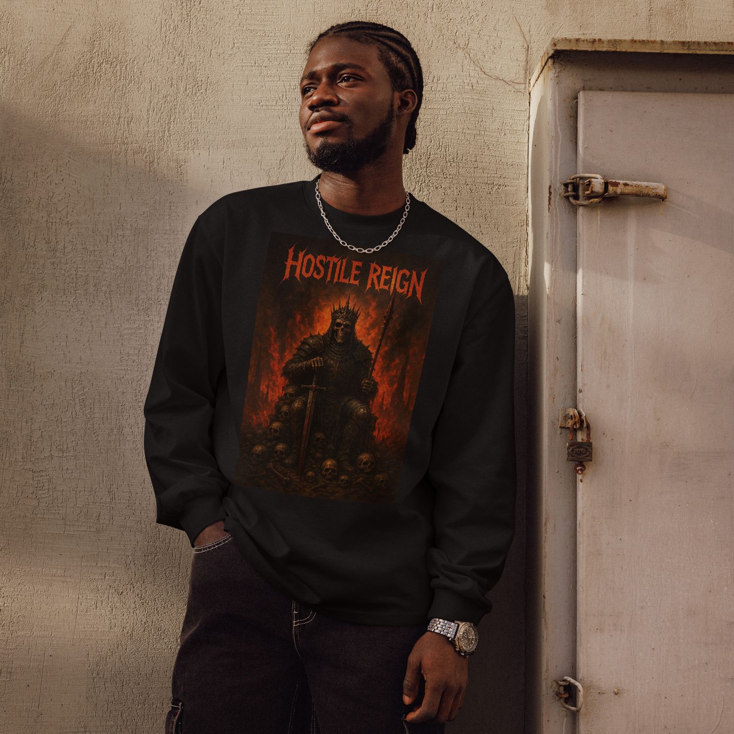 Premium heavyweight long sleeve shirt METAL BRUTAL KING HOSTILE REIGN