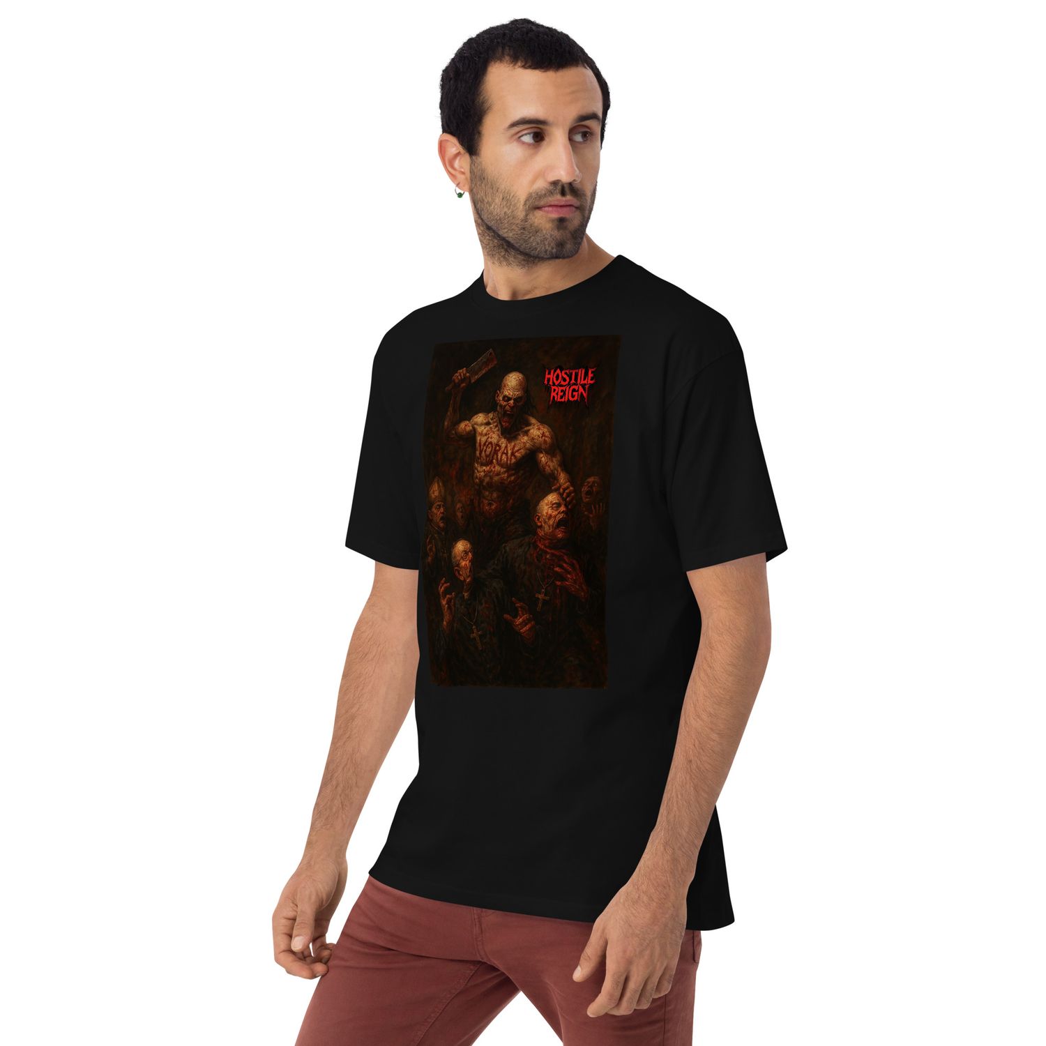 Men’s premium heavyweight tee METAL VORAK F**K THE ABUSERS