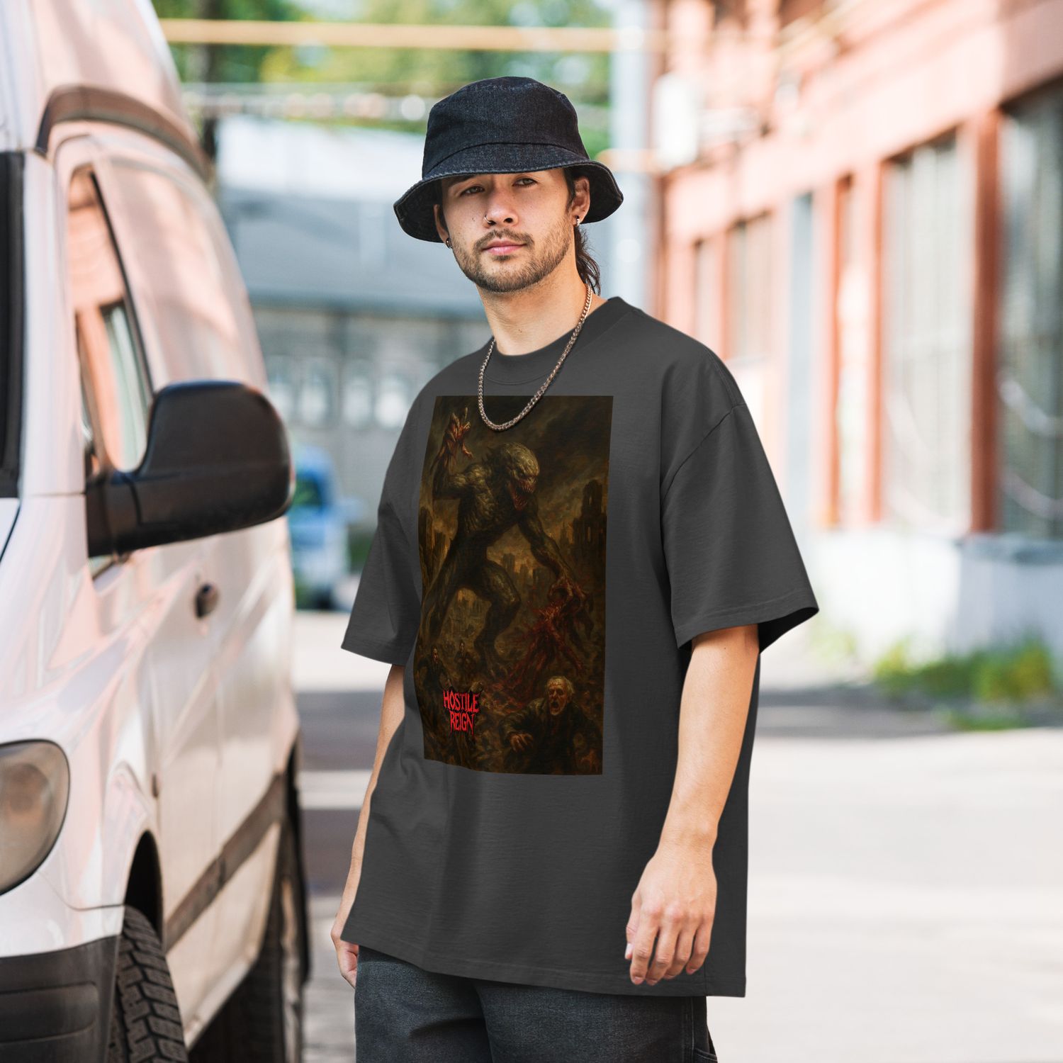 Oversized faded t-shirt METAL BRUTAL REPTILIAN DESTROYER