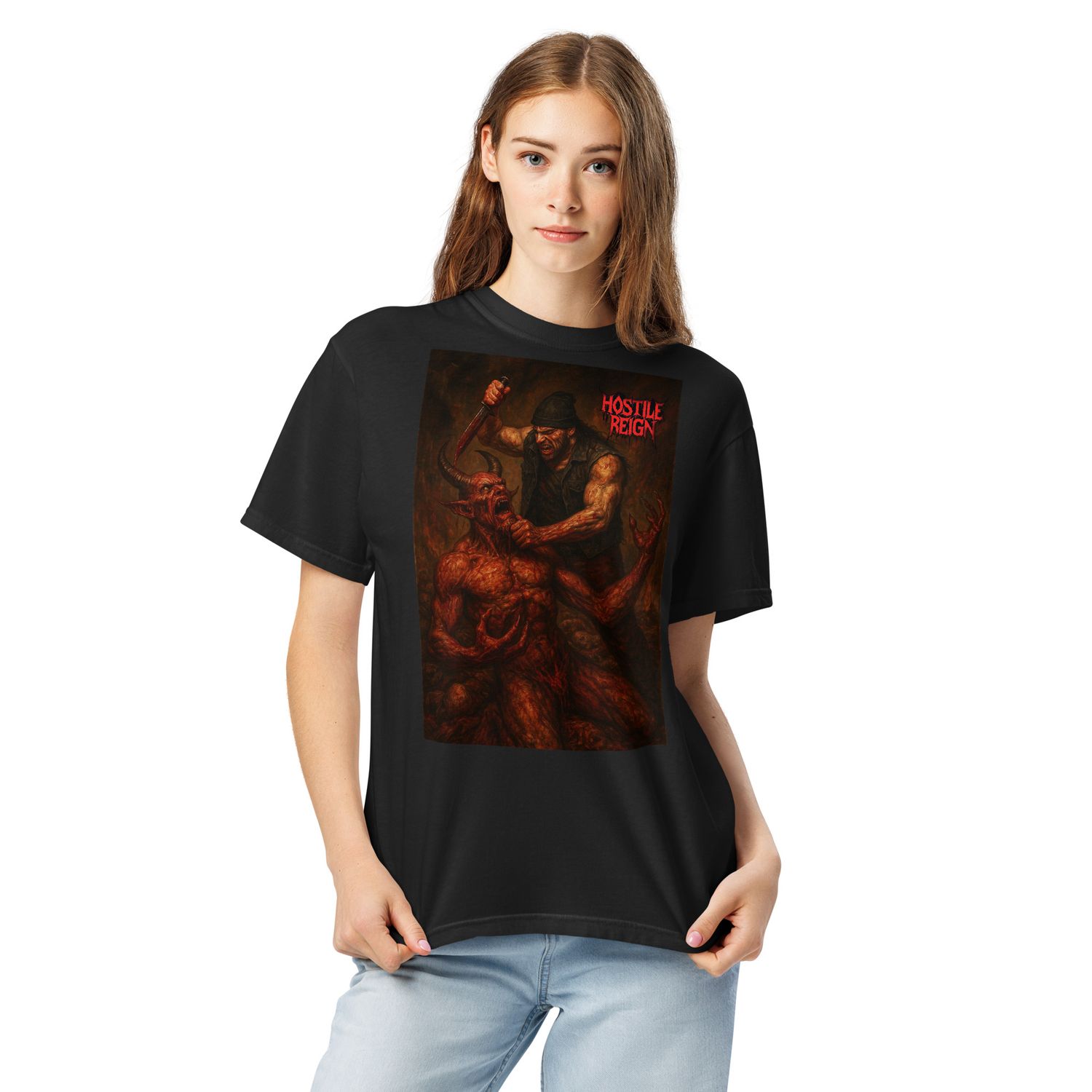 Unisex garment-dyed heavyweight t-shirt METAL VORAK F**K THE EVIL