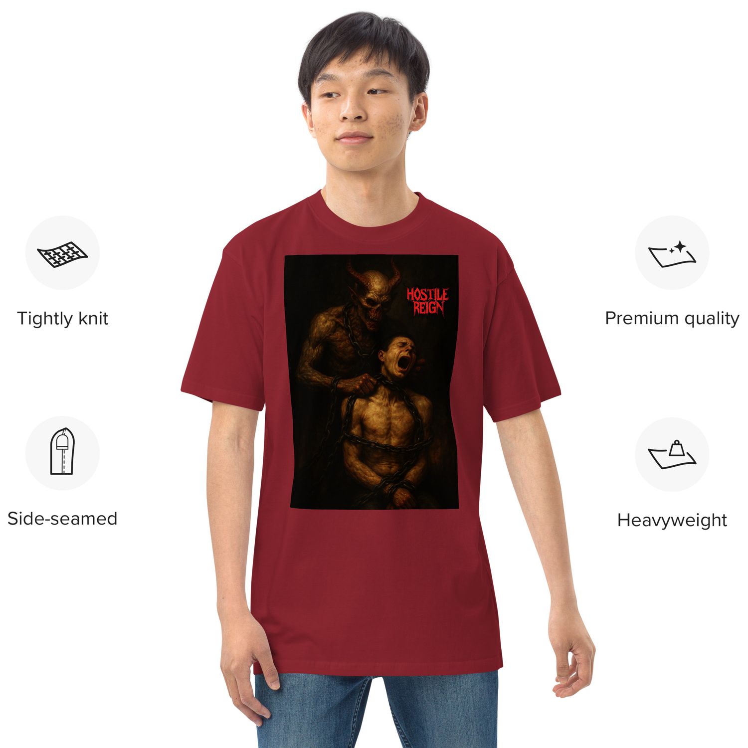 Men’s premium heavyweight tee METAL VORAK BRUTAL EVIL SLAVE HOSTILE REIGN