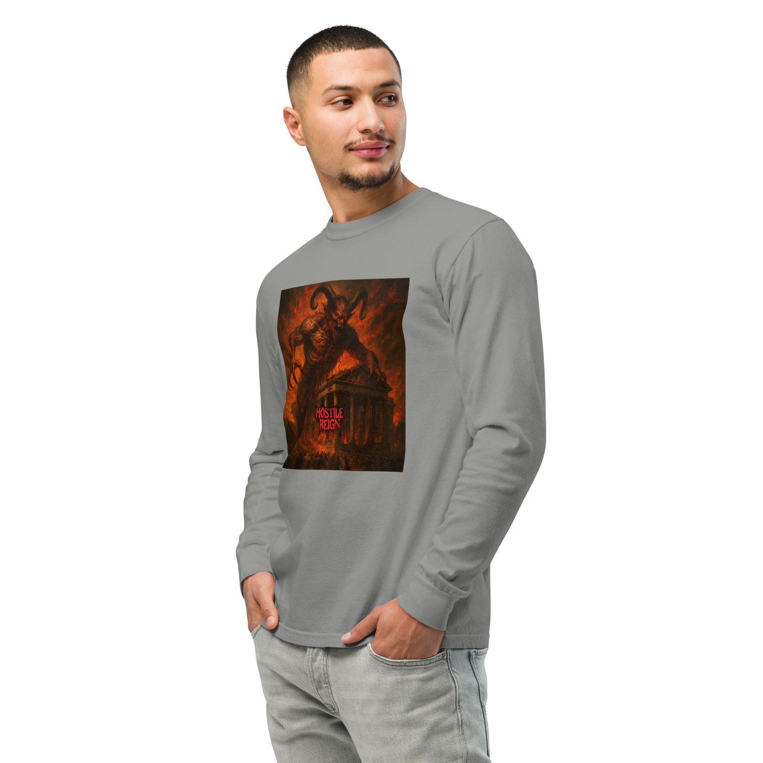 Garment-dyed heavyweight long-sleeve shirt METAL EVIL PERSECUTION HOSTILE REIGN