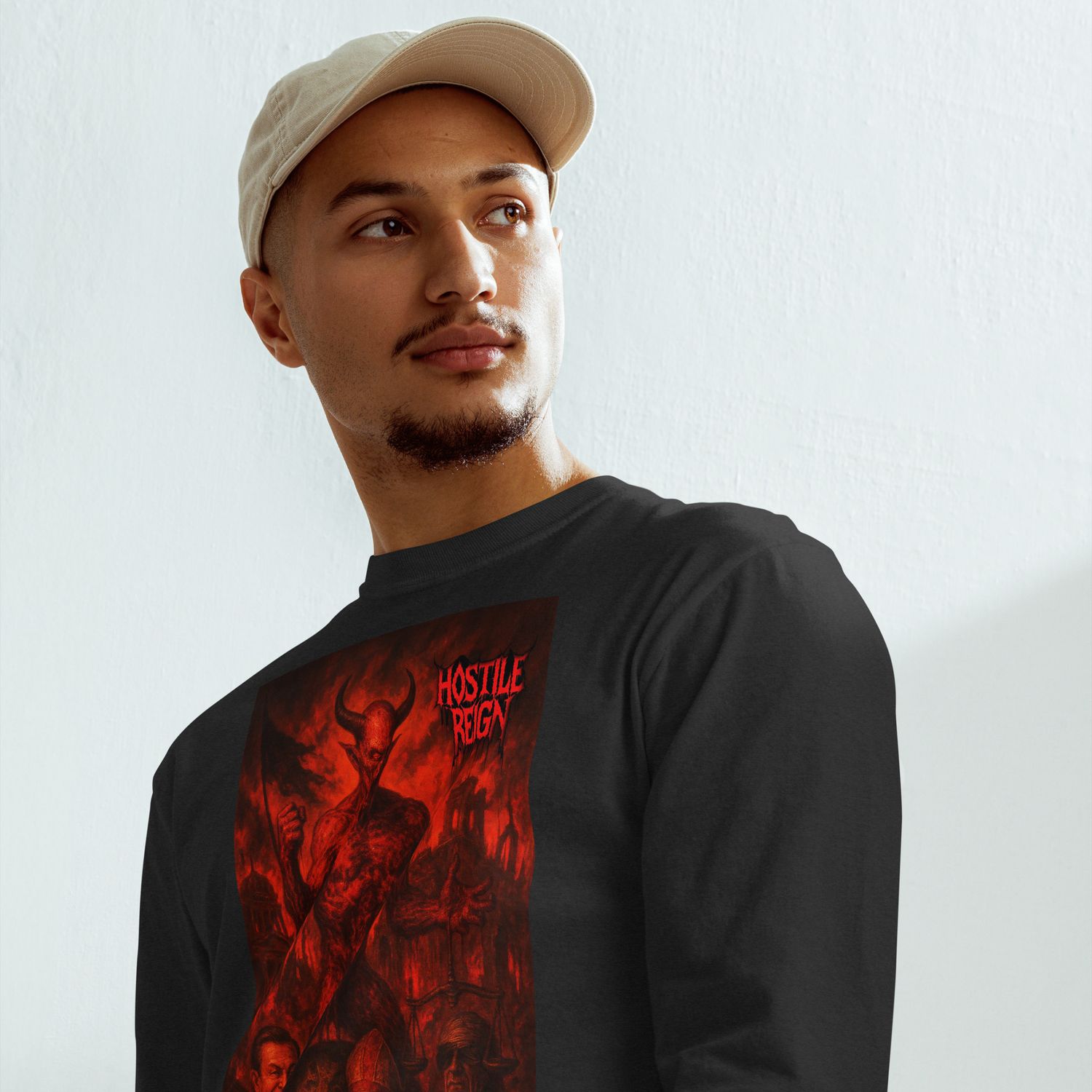Garment-dyed heavyweight long-sleeve shirt METAL BRUTAL EVIL HYPOCRISY HOSTILE REIGN