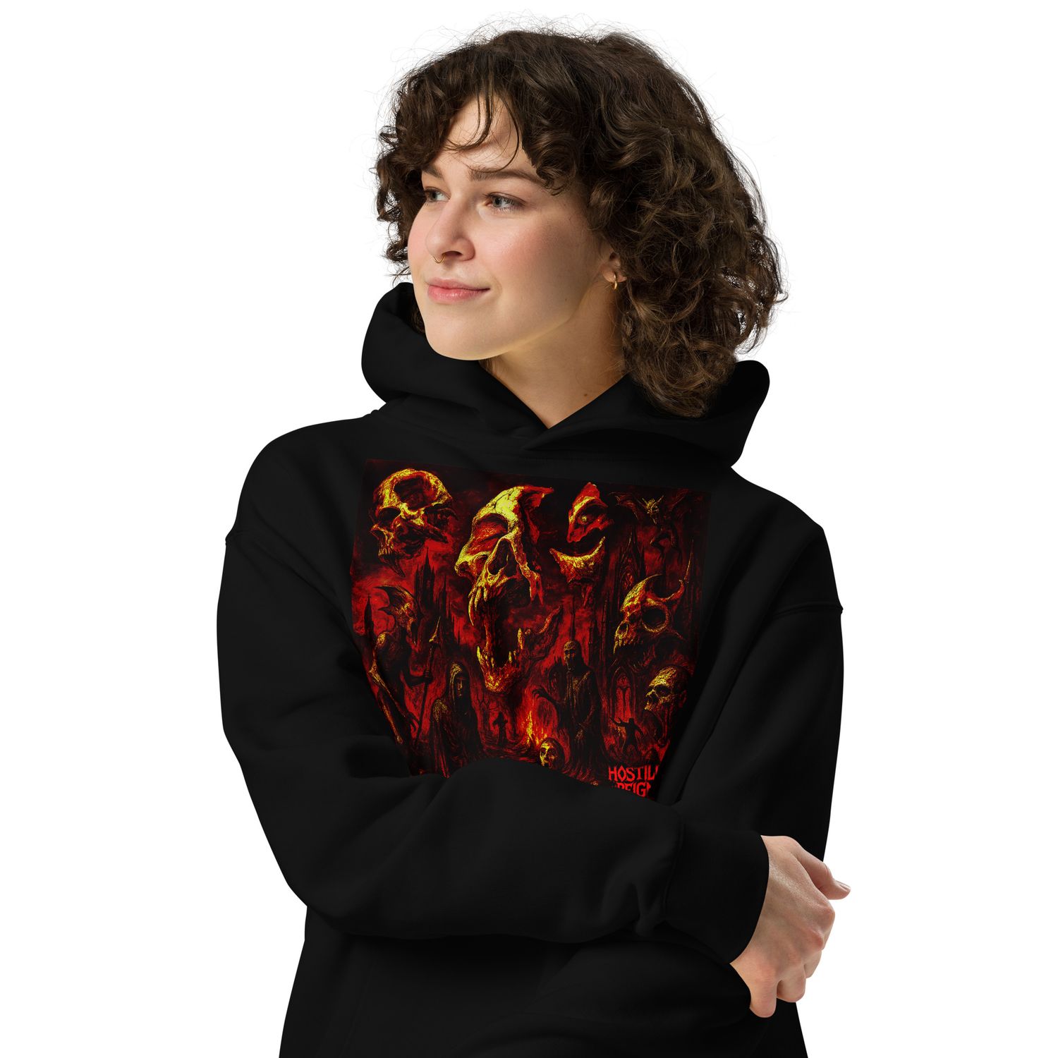 Unisex oversized hoodie METAL BRUTAL VORAK SKULL HOSTILE REIGN 