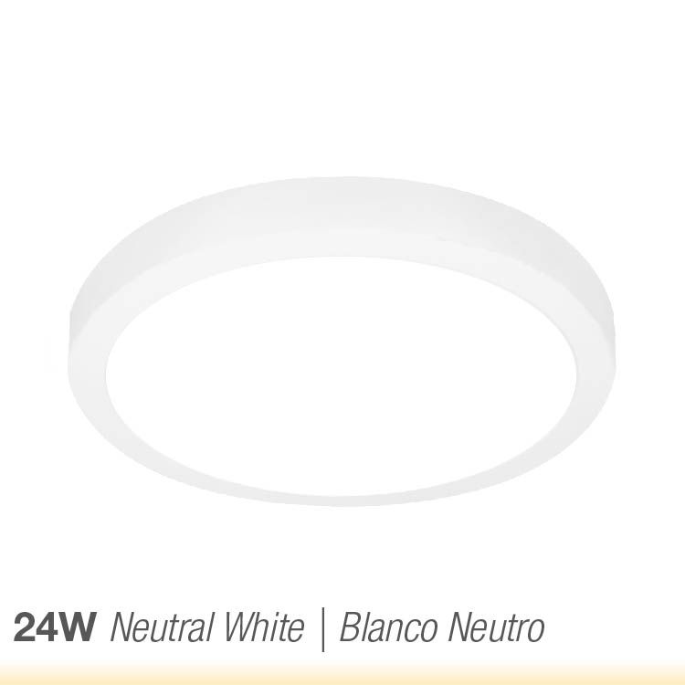 Round White LED Panel of 11.8in, 24W 1920lm Neutral White, Surface