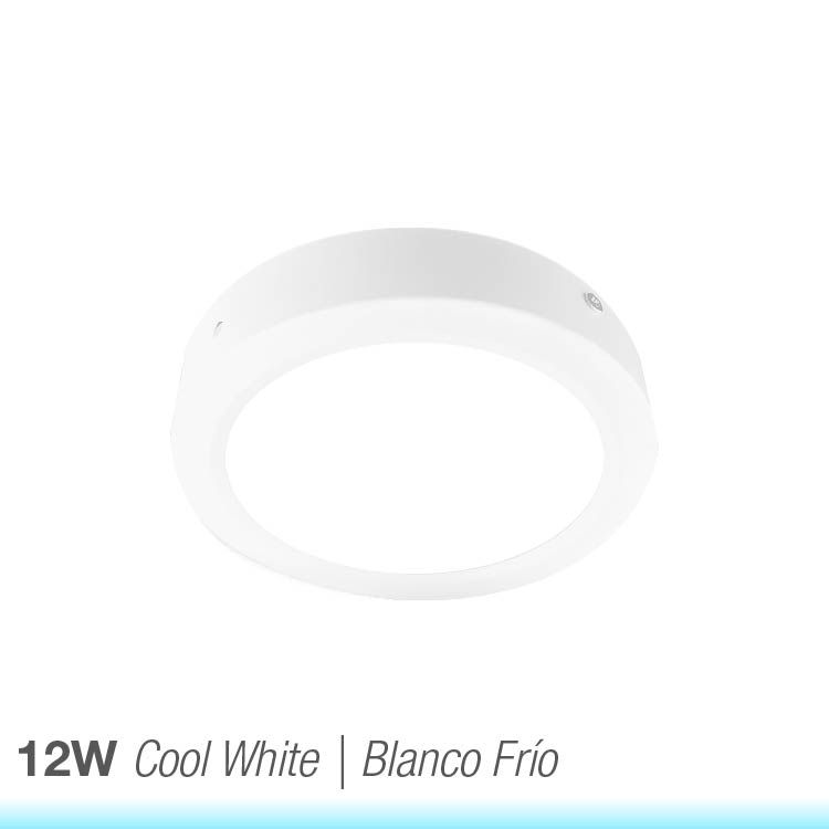 Round White LED Panel, 6.7in, 12W 900lm Cool White, Surface Mount