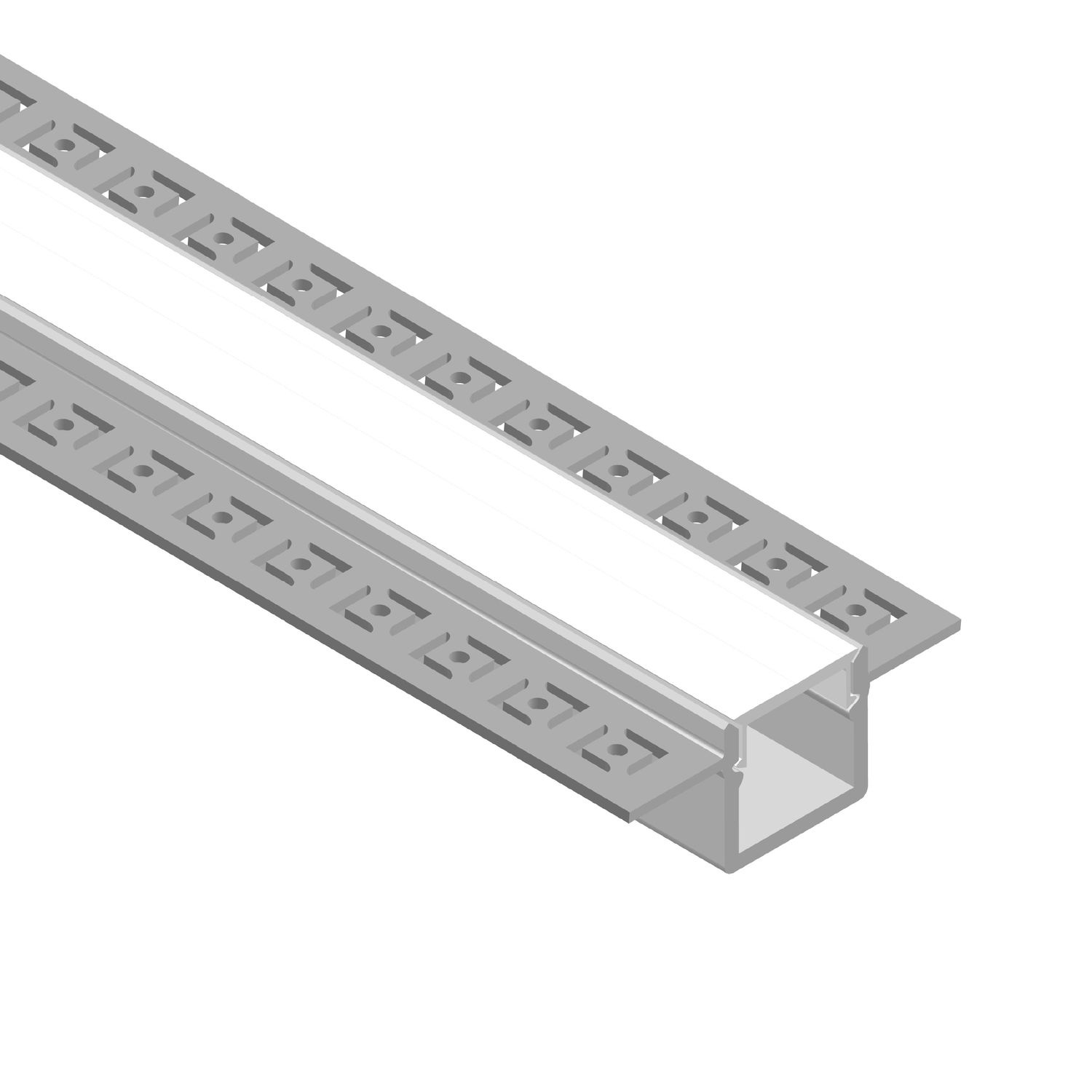 Plaster-In Anodized Aluminum Profile with flanges, 6.56ft 2.09x0.55in