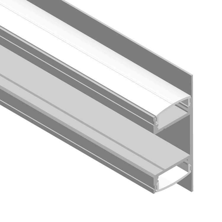 Two Way Anodized Aluminum Profile, White Curve Cover, 6.56ft 1.92x0.66in