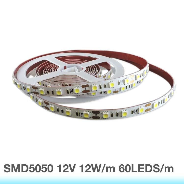 10mm SMD5050 LED Strip Cool White 6000ºK 12V 12W/m 960lm/m 60LED/m 16.4ft