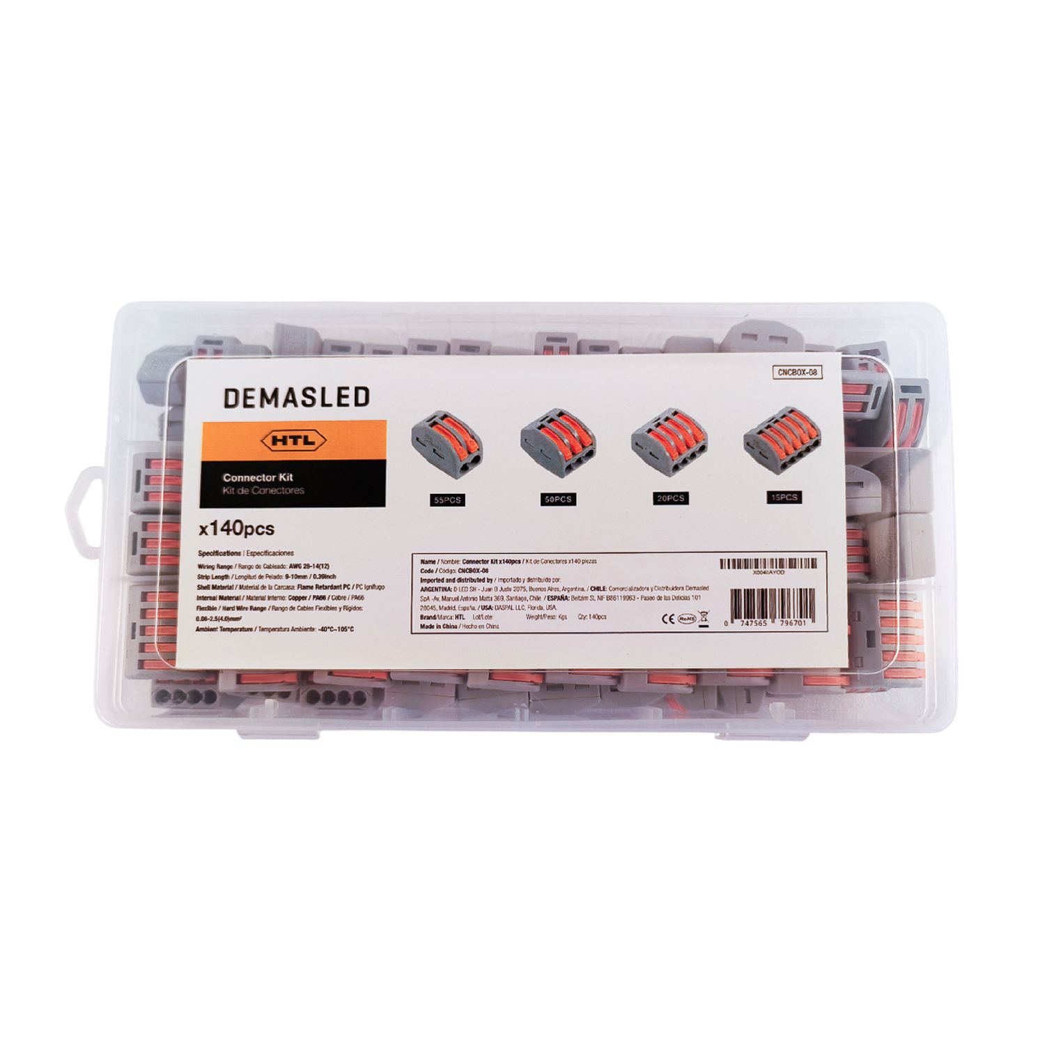 Fast Clip Splice Connector Kit 2, 3, 4 and 5 lever terminals x140 pieces 