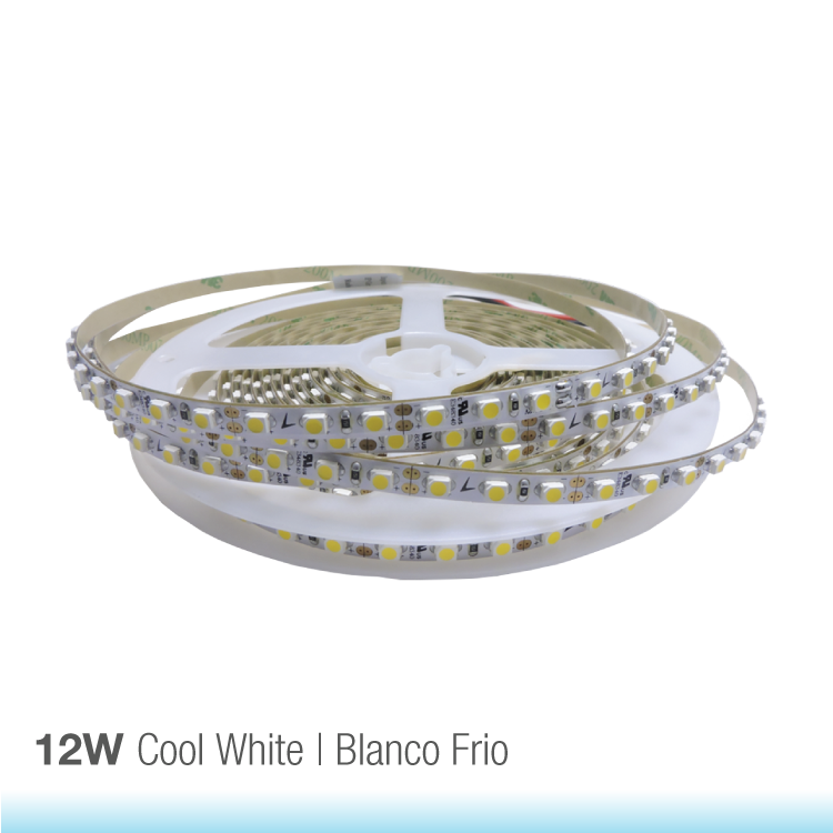 10mm SMD5050 LED Strip Cool White 6000ºK 24V 12W/m 1220lm/m 60LED/m 16.4ft