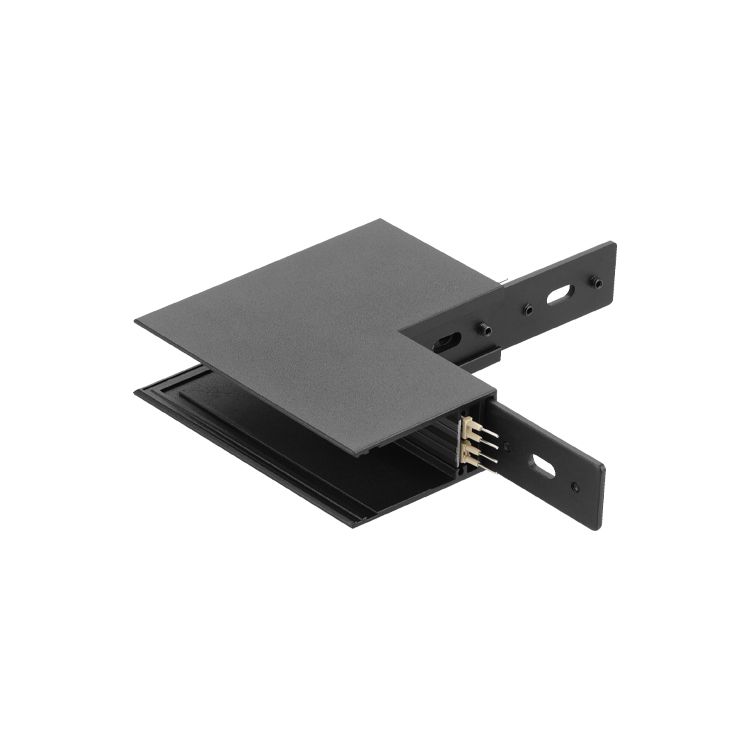 L-Shape Corner Connector for Black Magnetic Light Track, Surface Mount, 90°