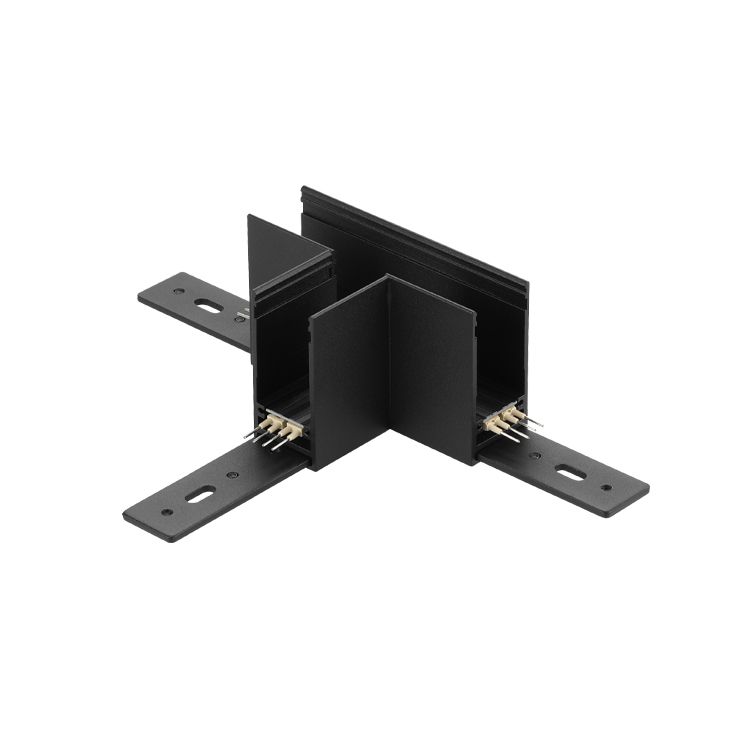 T-Shape Connector for Black Magnetic Lighting Track, Surface Mount