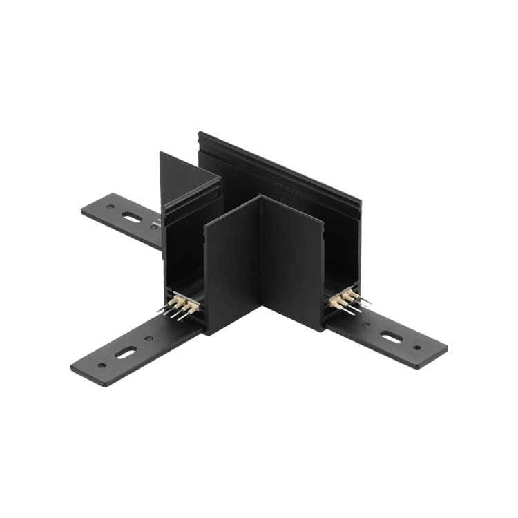 T-Shape Corner Connector for Black Magnetic Light Track, Surface Mount