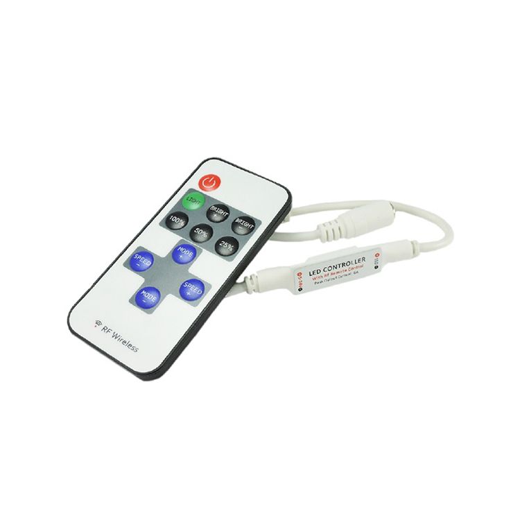Single Color Mini Dimmer and RF Remote Control, 5-24V 30-144W 6A,