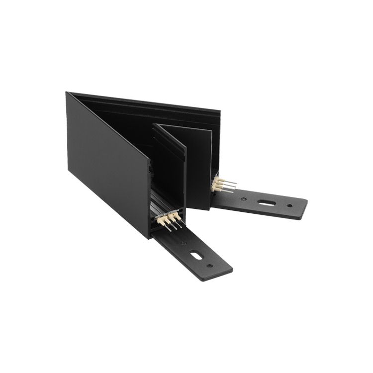 Corner R-S Connector for Black Magnetic Light Track, Surface Mount, 45°