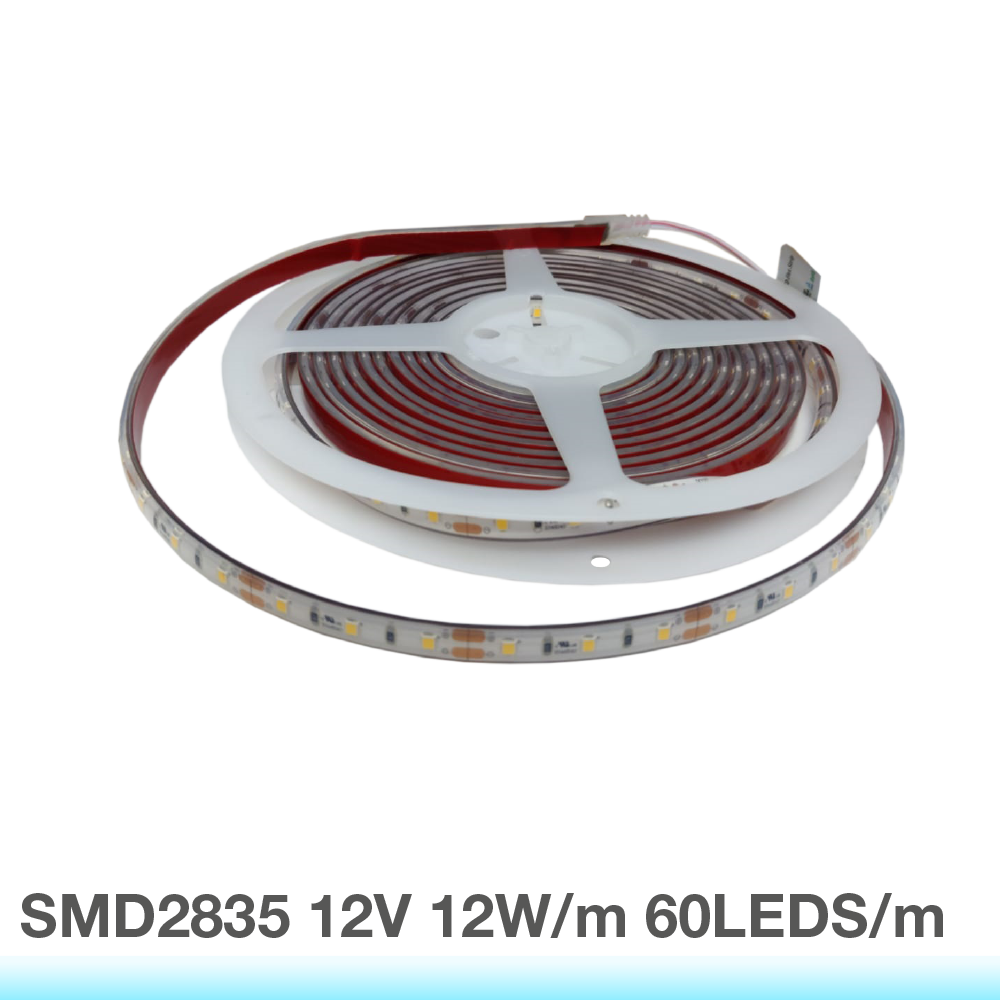 8mm SMD2835 LED Strip Cool White 6000ºK 12V 12W/m 1200lm/m 60LED/m 16.4ft
