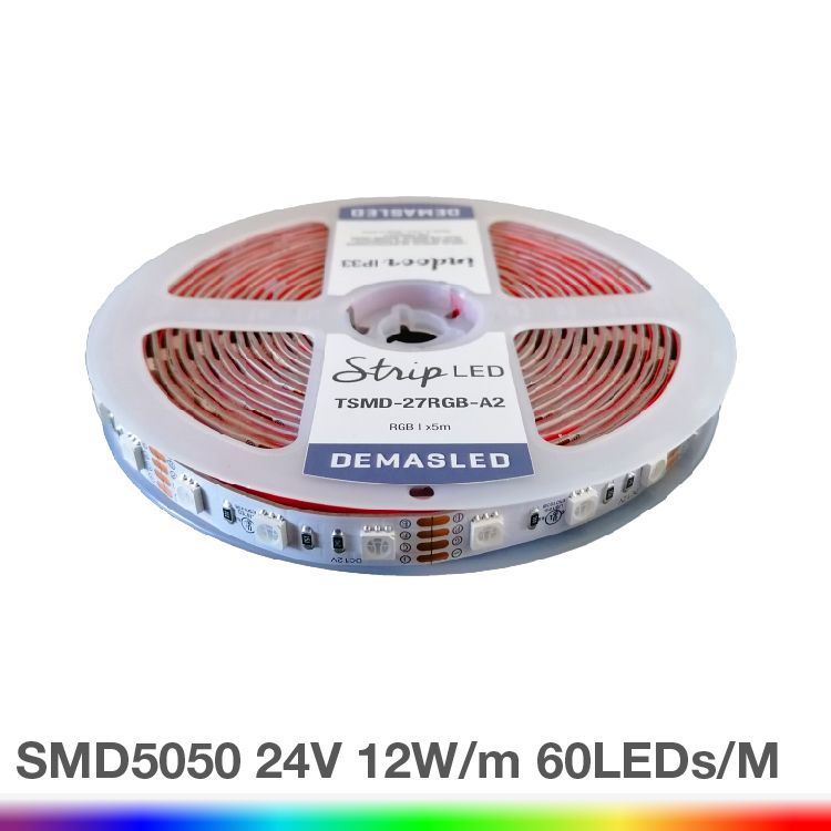 10mm SMD5050 LED Strip RGB 24V 12W/m 720lm/m 60LED/m 16.4ft