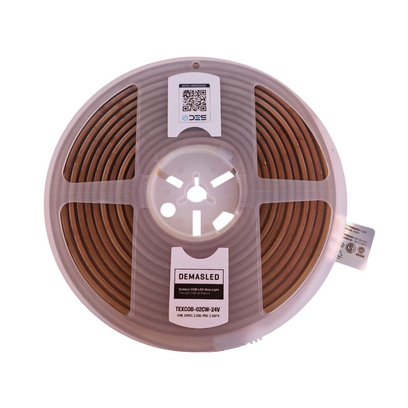 COB LED Strip 24V 11W/m Cold White 480 chip/m 8mm IP68, 16.4ft