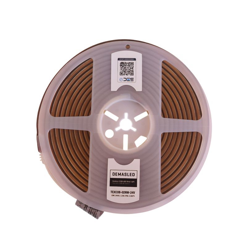 COB LED Strip 24V 11W/m Neutral White 480 chip/m 8mm IP68, 16.4ft