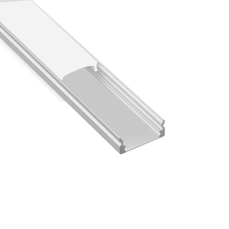 Aluminum Profile, Anodized, Flat, 0.61x0.25in, White Milky Cover, 6.56ft