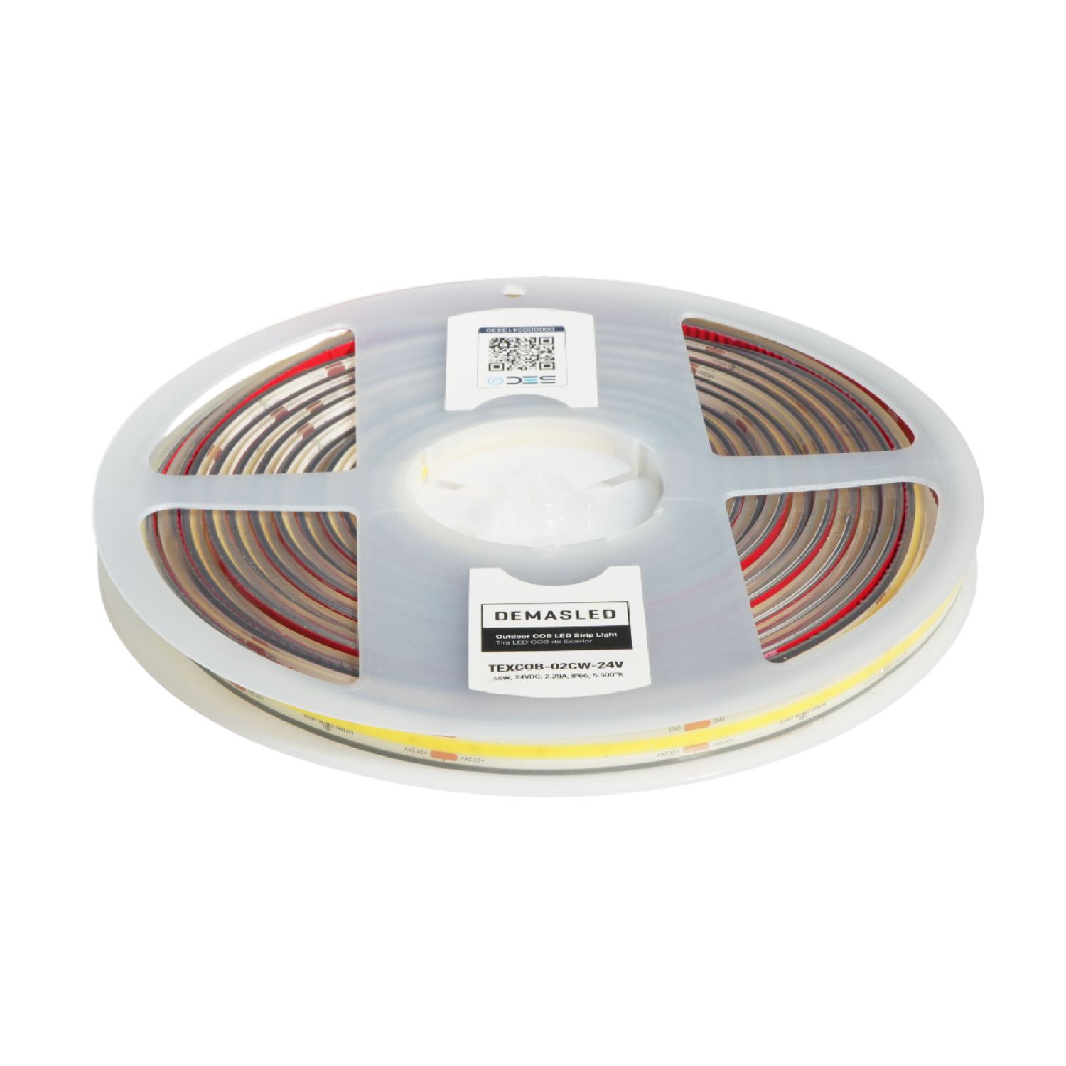 COB LED Strip 24V 11W/m Cold White 480 chip/m 8mm IP68, 16.4ft
