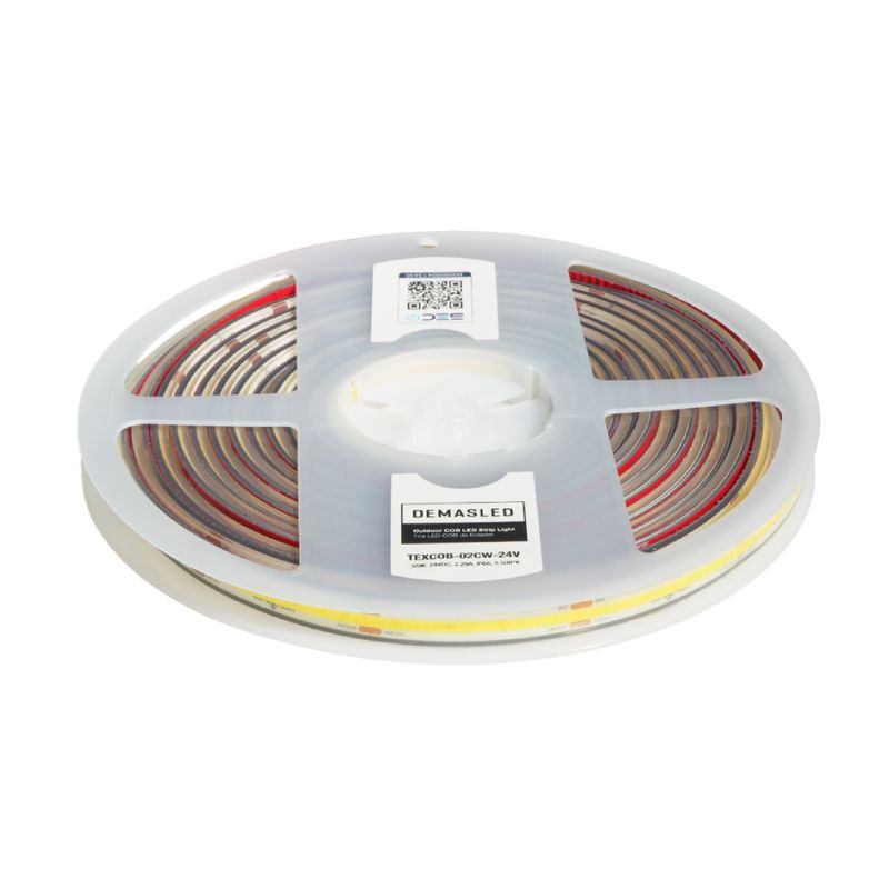 COB LED Strip 24V 11W/m Cold White 480 chip/m 8mm IP68, 16.4ft