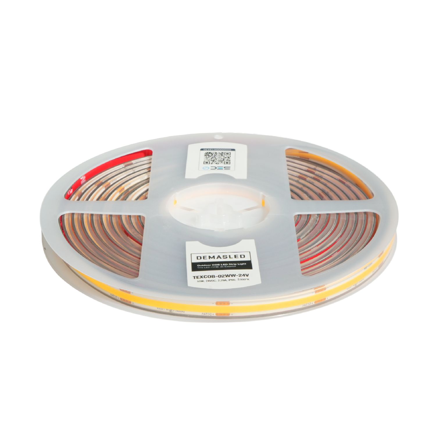 COB LED Strip 24V 11W/m Warm White 480 chip/m 8mm IP68, 16.4ft