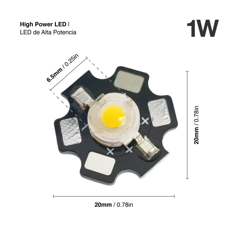 High Power LED, Warm White 3.000K 140lm, 3.4V 1W 350mA
