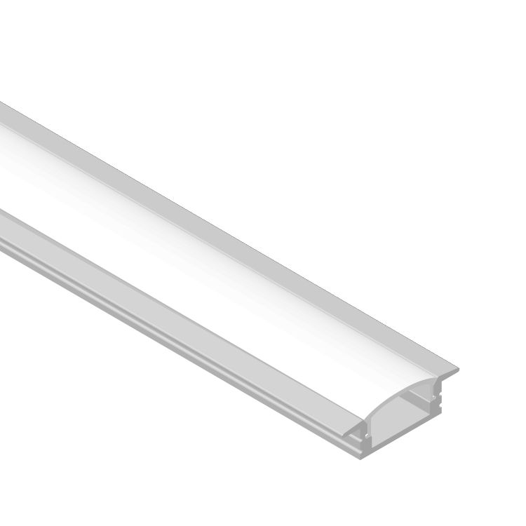 Recessed Anodized Aluminum Profile, White Milky Cover, 6.56ft 0.67x0.28in