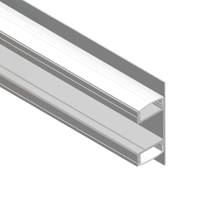 Two Way Anodized Aluminum Profile, White Curve Cover, 6.56ft 1.92x0.66in