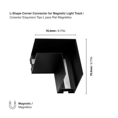 L-Shape Corner Connector for Black Magnetic Light Track, Surface Mount, 90°