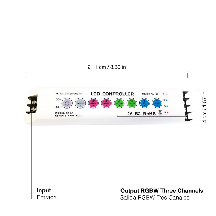 LTECH RGB LED Touch Receiver, 12-24V 15A, compatible with con-60