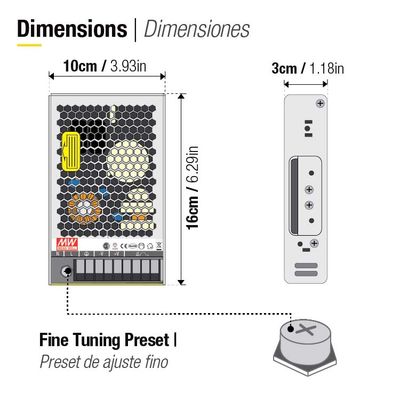 Enclosed Switching Power Supply with Input Switch, Indoor, 12V 150W 12.5A