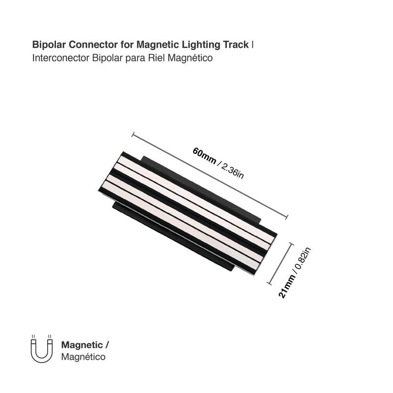 Bipolar Connector for Black Magnetic Lighting Track, 2.36in