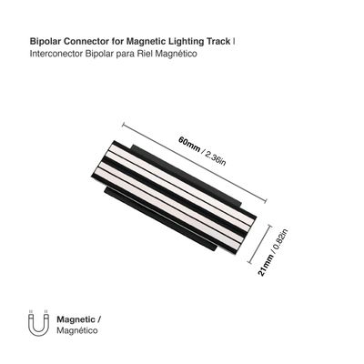Bipolar Connector for Black Magnetic Lighting Track, 2.36in