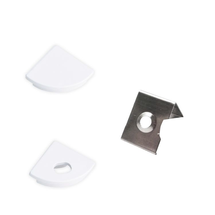 Kit of 2 Caps and 2 Clips for Aluminum Profile per-03-2m