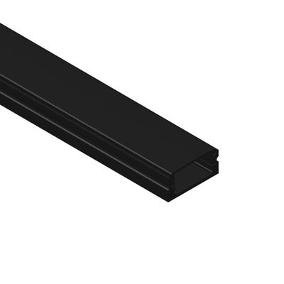 Surface Mount Black Aluminum Profile, Flat, Black Cover, 6.56ft 0.67x0.28in