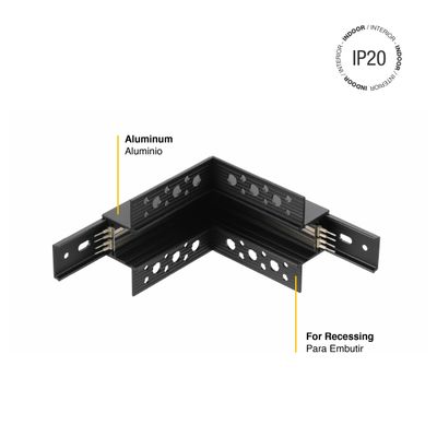 Inner Corner R-S Connector for Black Magnetic Lighting Track, Recessed, 90°