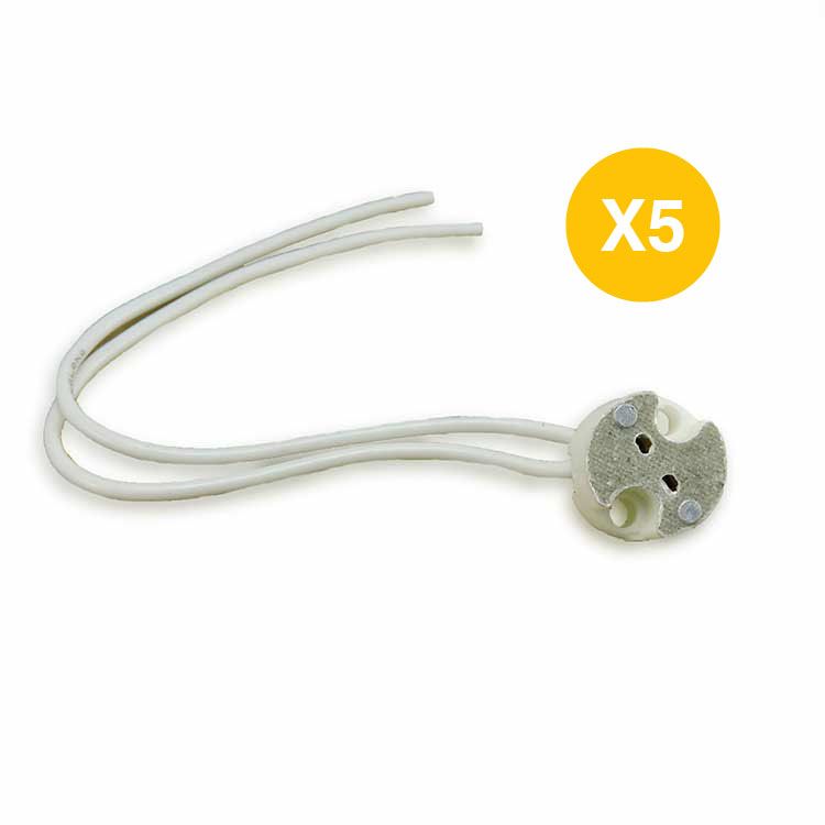 MR16 Socket, 15cm of cable, for MR16 LED light bulbs, 5 Pack