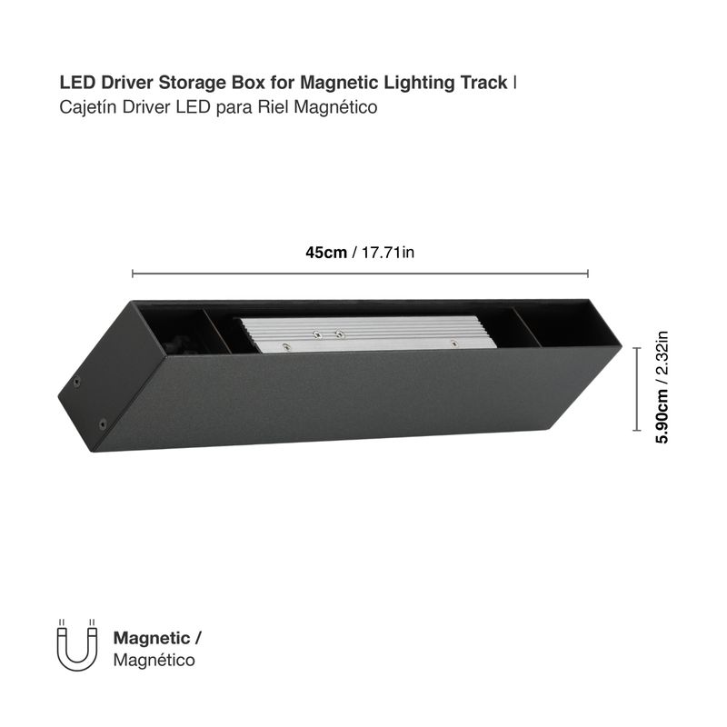 ED Driver Storage Box for Black Magnetic Lighting Track, Surface Mount, 17.71in