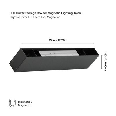 ED Driver Storage Box for Black Magnetic Lighting Track, Surface Mount, 17.71in