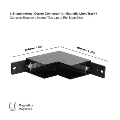 L-Shape Corner Connector for Black Magnetic Light Track, Surface Mount, 90°
