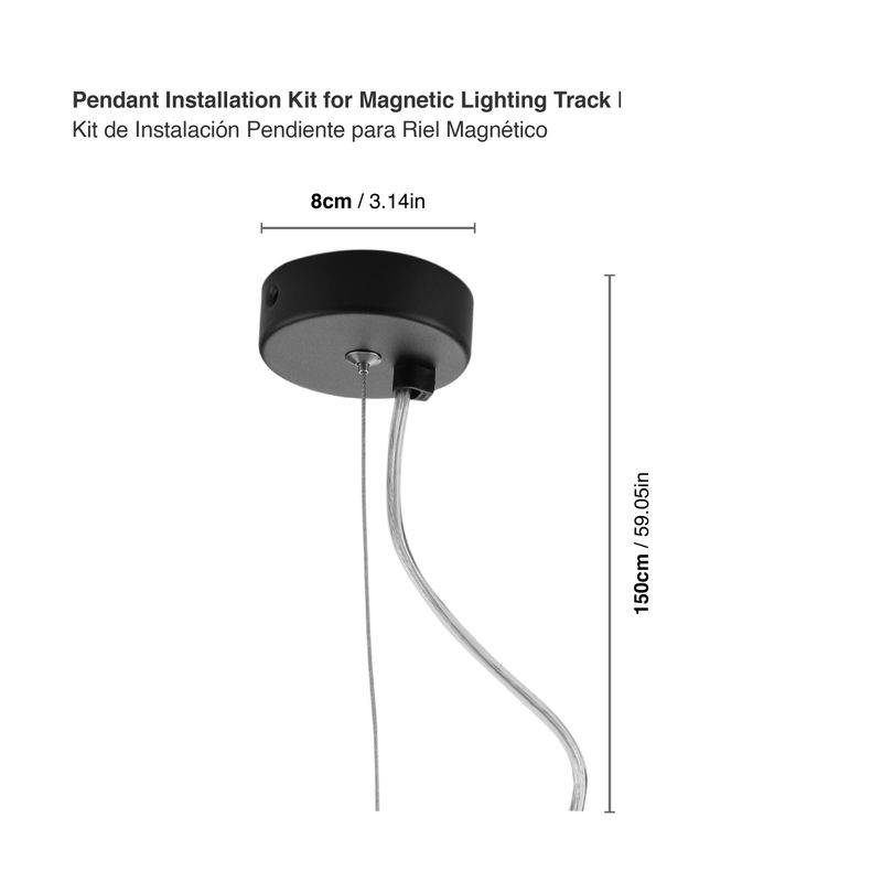 Installation Kit for Black Magnetic Lighting Track, Pendant