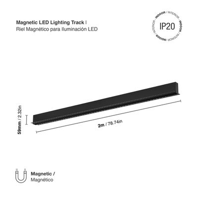 Black Magnetic Lighting Track, Trimless Recessed, 6.56ft, max 200W