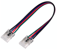 Transparent PC connector for RGB COB strip · 4 Pin, 10mm, IP20. 15cm cable 