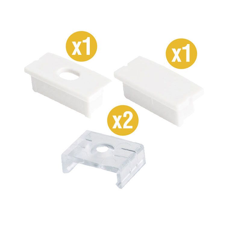 Kit of 2 Caps and 2 Clips for Aluminum Profile, comp. PER-18-2M