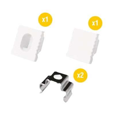 Kit of 2 Caps and 2 Clips for Aluminum Profile per-32-2m