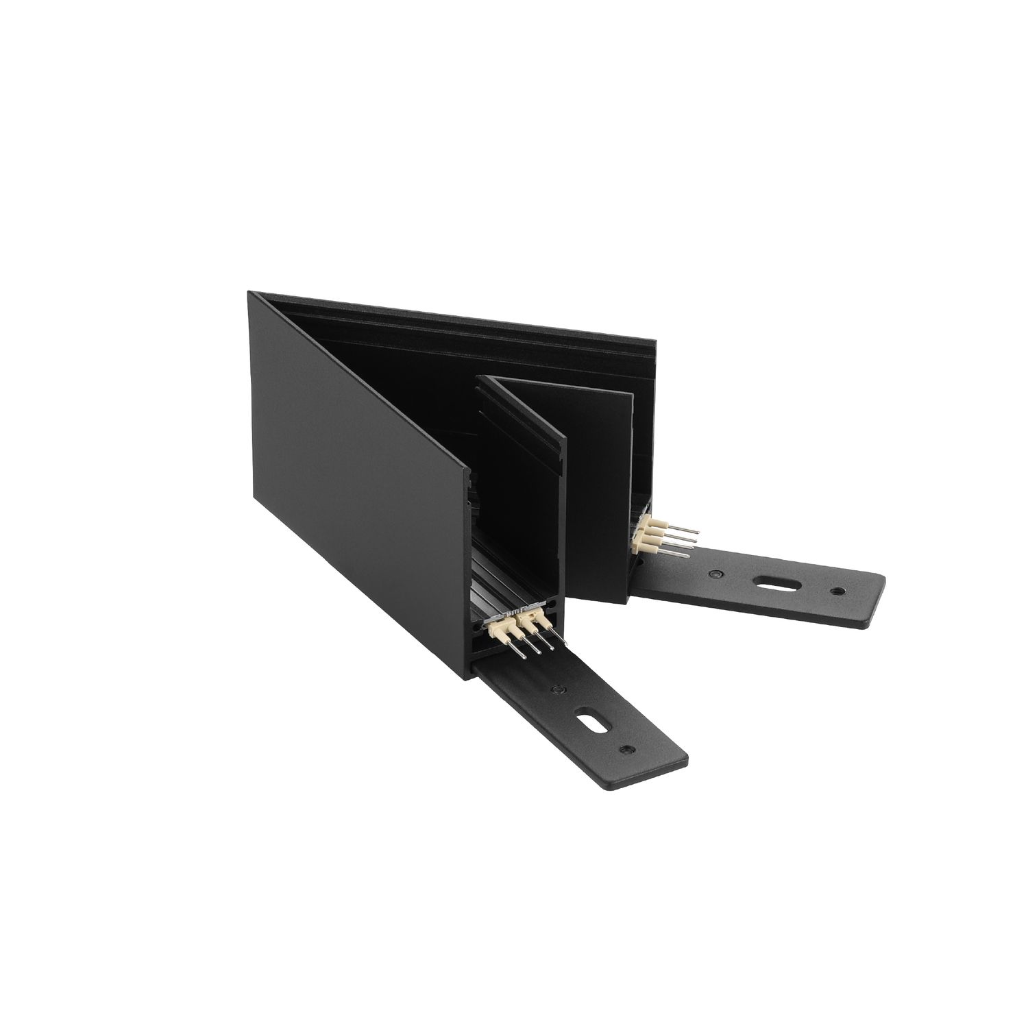 Corner R-S Connector for Black Magnetic Light Track, Surface Mount, 45°