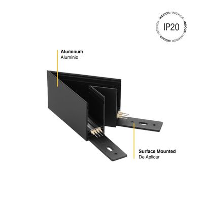 Corner R-S Connector for Black Magnetic Light Track, Surface Mount, 45°